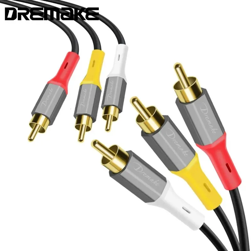 3RCA to 3RCA Audio Video RCA Cable Male-Male 3RCA Splitter Cord Composite AV Cable Compatible with Set-Top Box Speaker Amplifier
