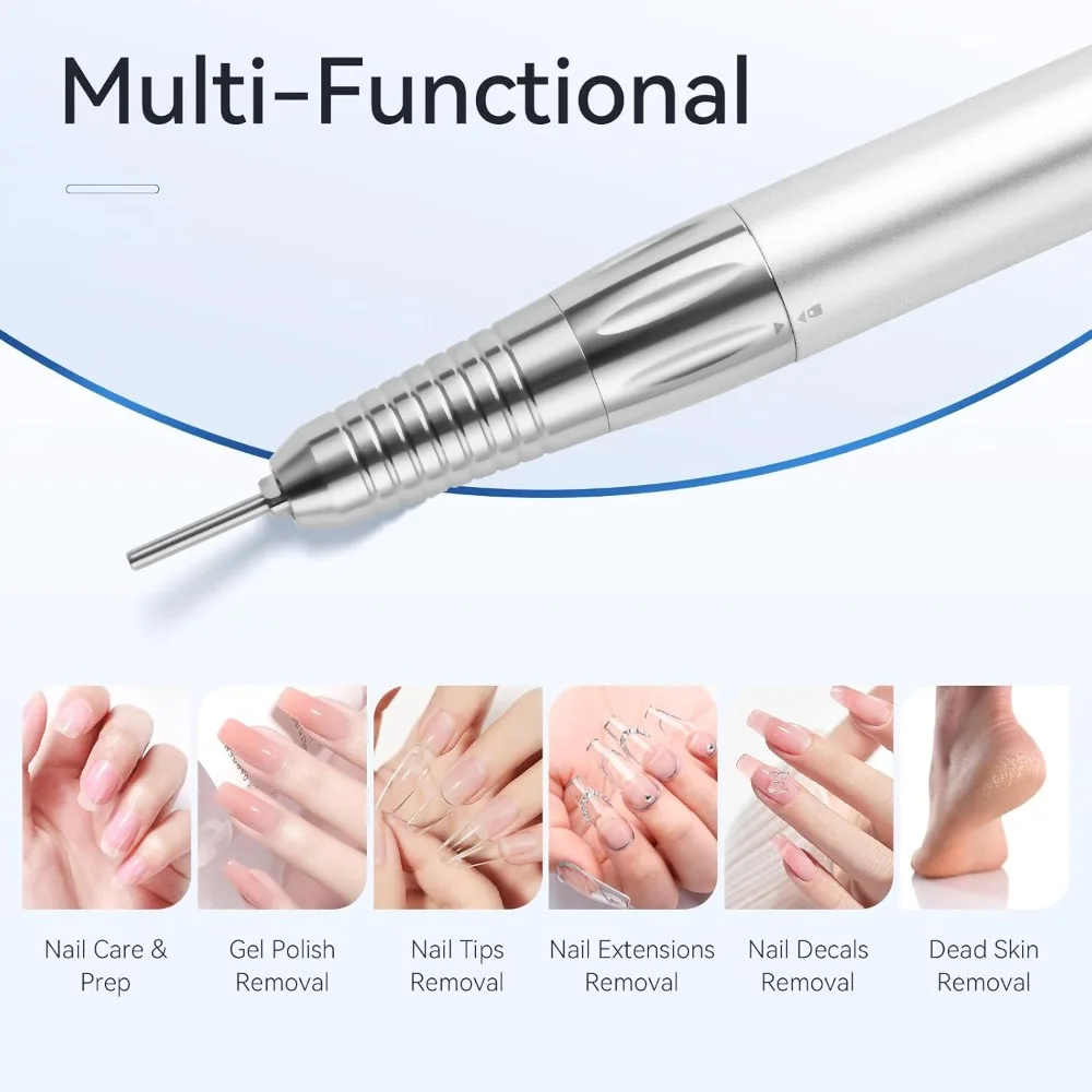 Trapano per Unghie Ricaricabile 35000RPM, Lima Elettrica Professionale per Manicure, Strumento di Ricambio per Nail Art