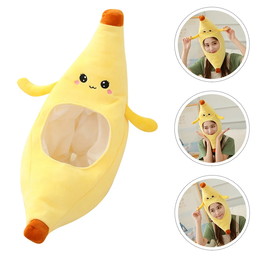 Banana Headgear Funny Party Novelty Headdress Plush Hats Costume Fruit Aldult