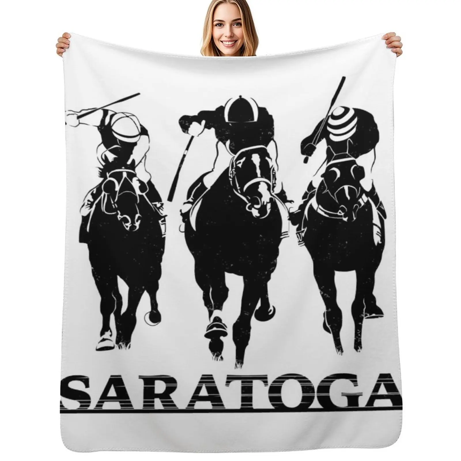 

Saratoga Horses Throw Blanket Custom Luxury St Cute Plaid blankets and throws Blankets