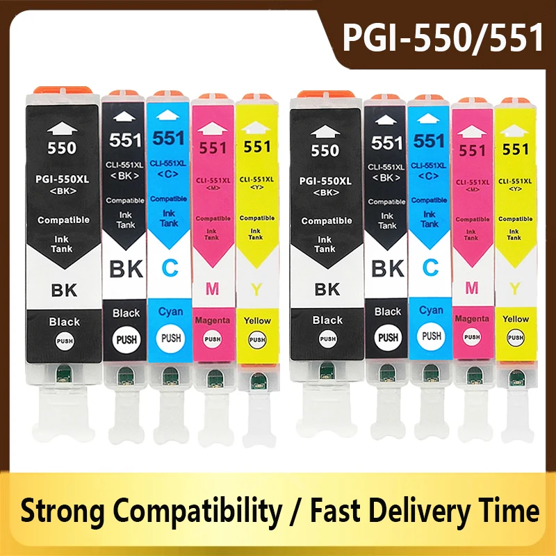 

PGI550 CLI551 PGI 550 CLI 551 Ink Cartridges 550 551 For Canon Pixma MG 5450 5550 6350 6450 7150 8750 IP 7250 MX 925 725