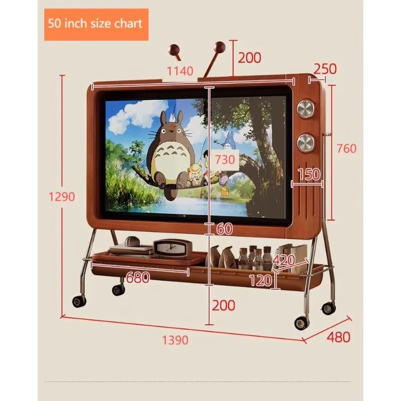 2026 Manufacturers Provide Japanese Retro Floor High TV Stand Small  Bracket Simple Mobile TV Cabinet