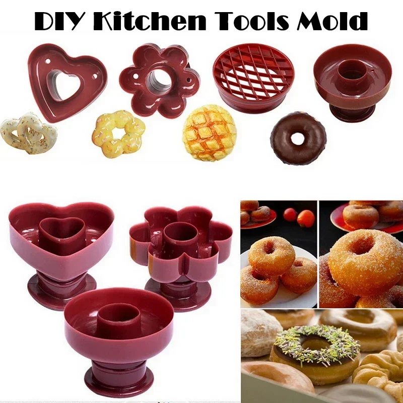 DIY صانع قوالب الدونات كوكي كعكة قالب المخابز الخبز الحلويات زهرة مستديرة صانع الوافل أدوات المطبخ قوالب