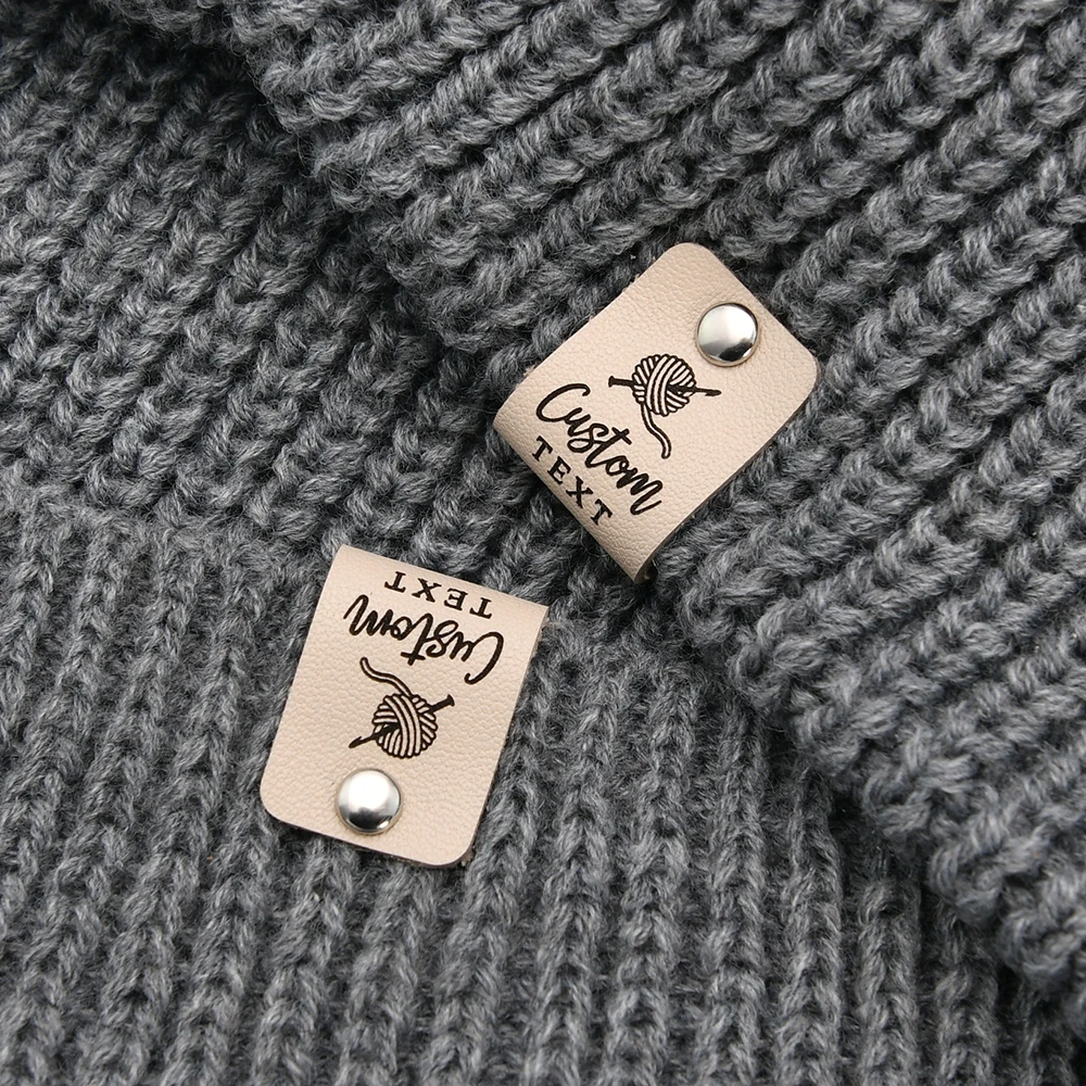 Leather Tags, Genuine Leather, Knitting Labels, Personalized Fold Labels, Custom Logo, 0.75x2.3 Inches, D516