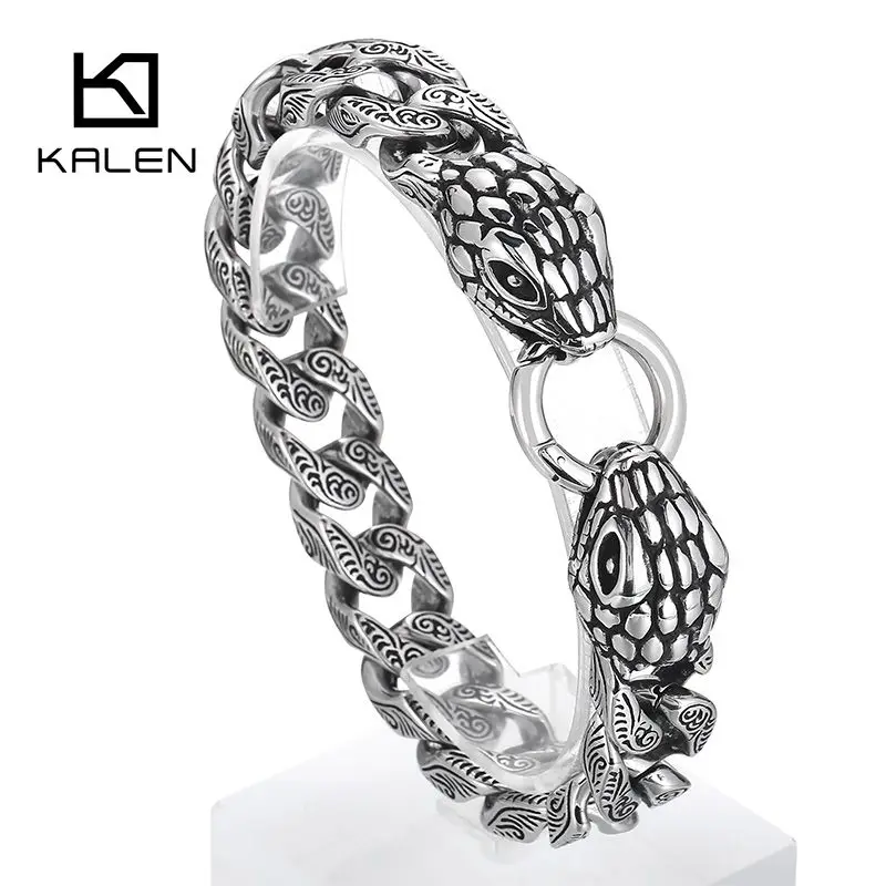 

15mm Vintage Snake Chain Bracelet For Men - Stainless Steel 316L - KB161368-KJX