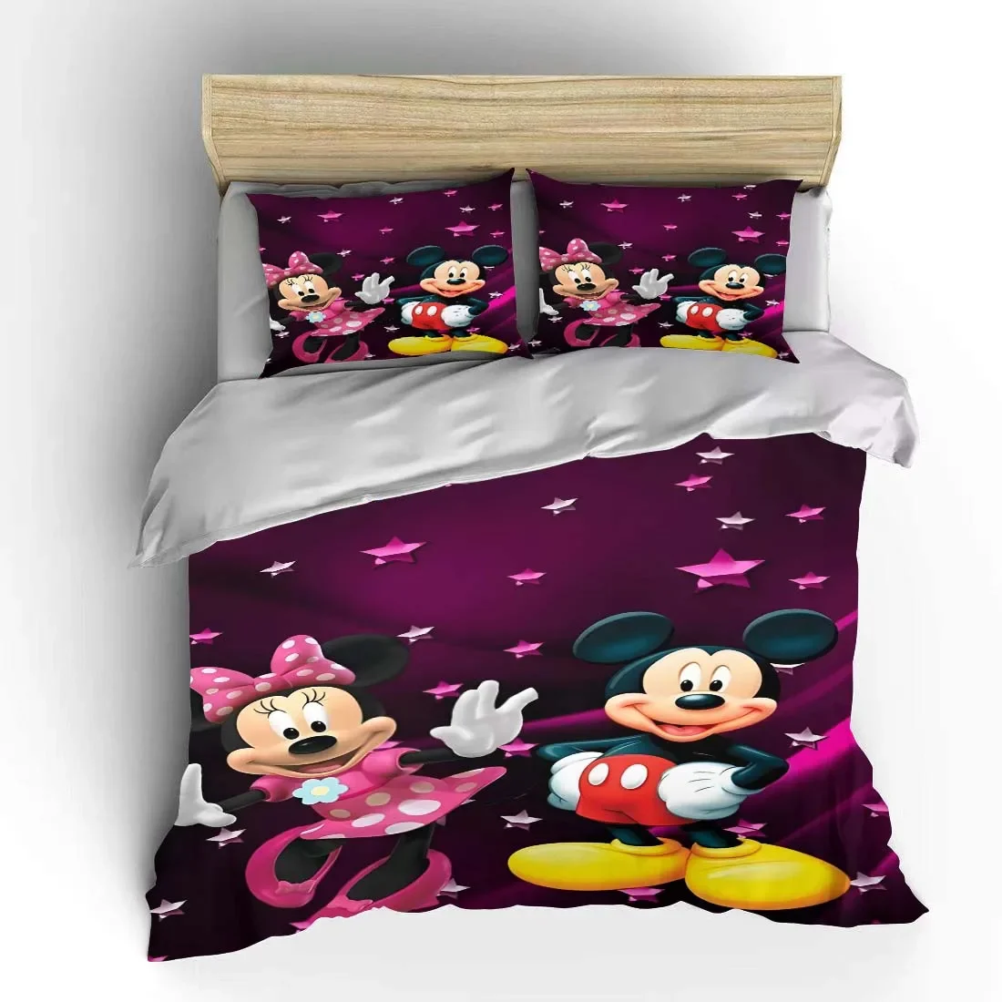 Mickey Minnie 3pcs Bedding Set Fluffy Cartoon Comforter Cover Soft Kids US Twin King Queen Size Bedding Set Baby Bedclothes