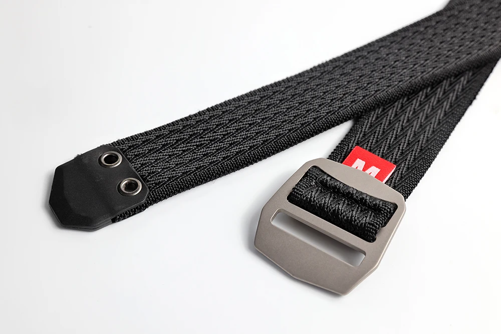 MAUHOSO Titanium Buckle Nylon Elastic Belt,Man's Elastic Web Belt for Work Daily Golf Fishing