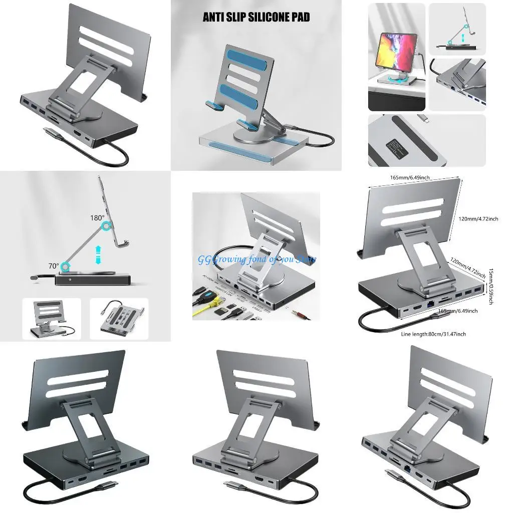 

H9EB 8/9 in 1 USB C Docking Station for Tablets USB C Hub Type C to 4K 60Hz 5Gbps