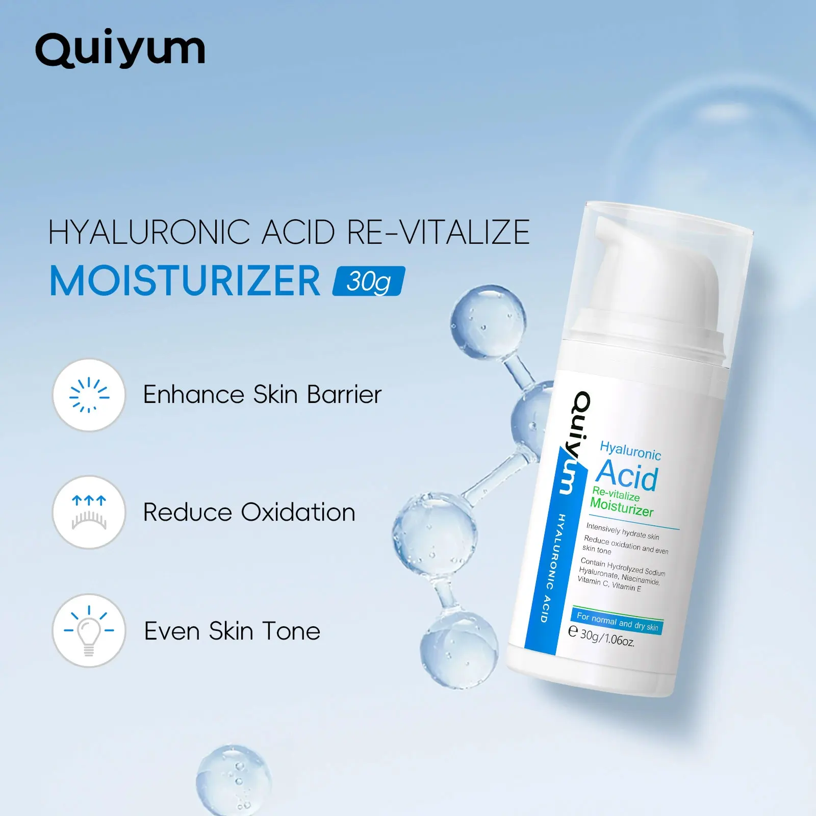 Hyaluronic Acid Repair Cream 30g Moisturizing Moisturizing Light Lines Brightening Skin Care Cream