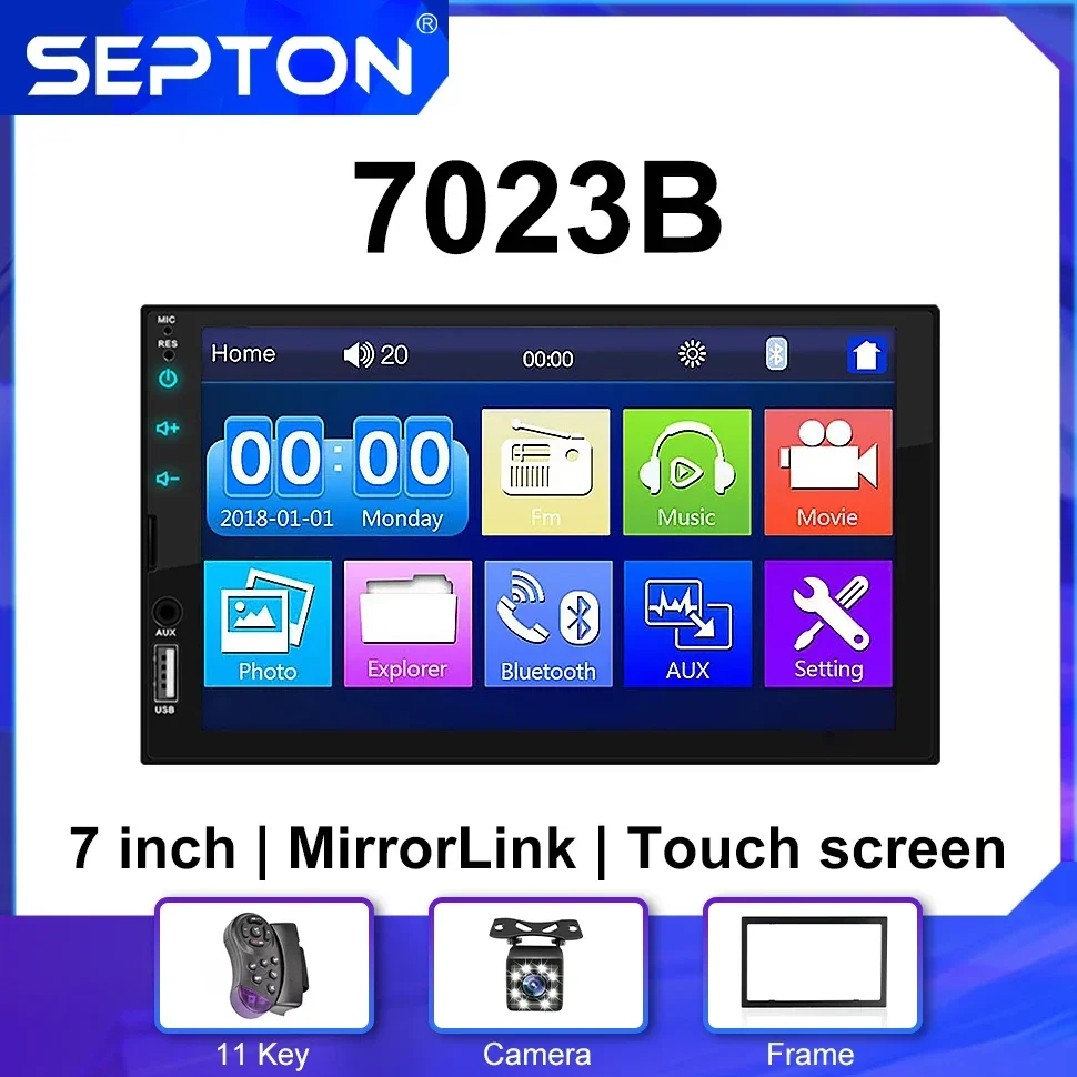 SEPTON 7'' Auto Stereo for Universal Car MP5/FM/BT Support Automotive Mirror Lin-k Car Radio Multimedia Player 2Din Touch Screen