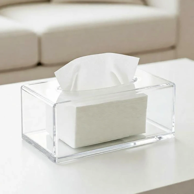 

1/2Pcs Transparent Acrylic Tissue Box Holder Tissue Dispenser Napkin Holder Car Home Office Desktop Tissue Storage Box Organizer