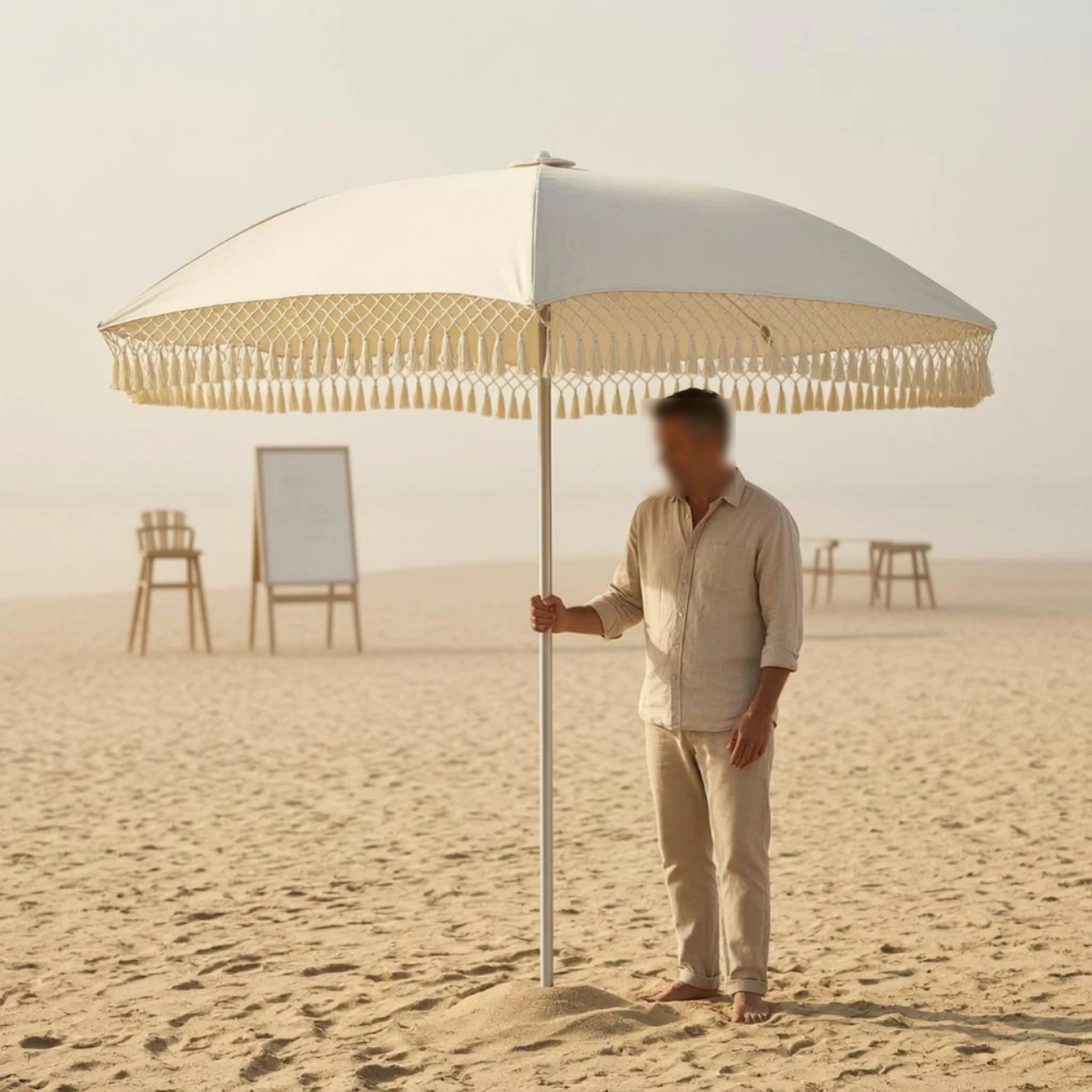 Outdoor Furniture Umbrella - مظلة شمسية مربعة خفيفة الوزن بشراشيب