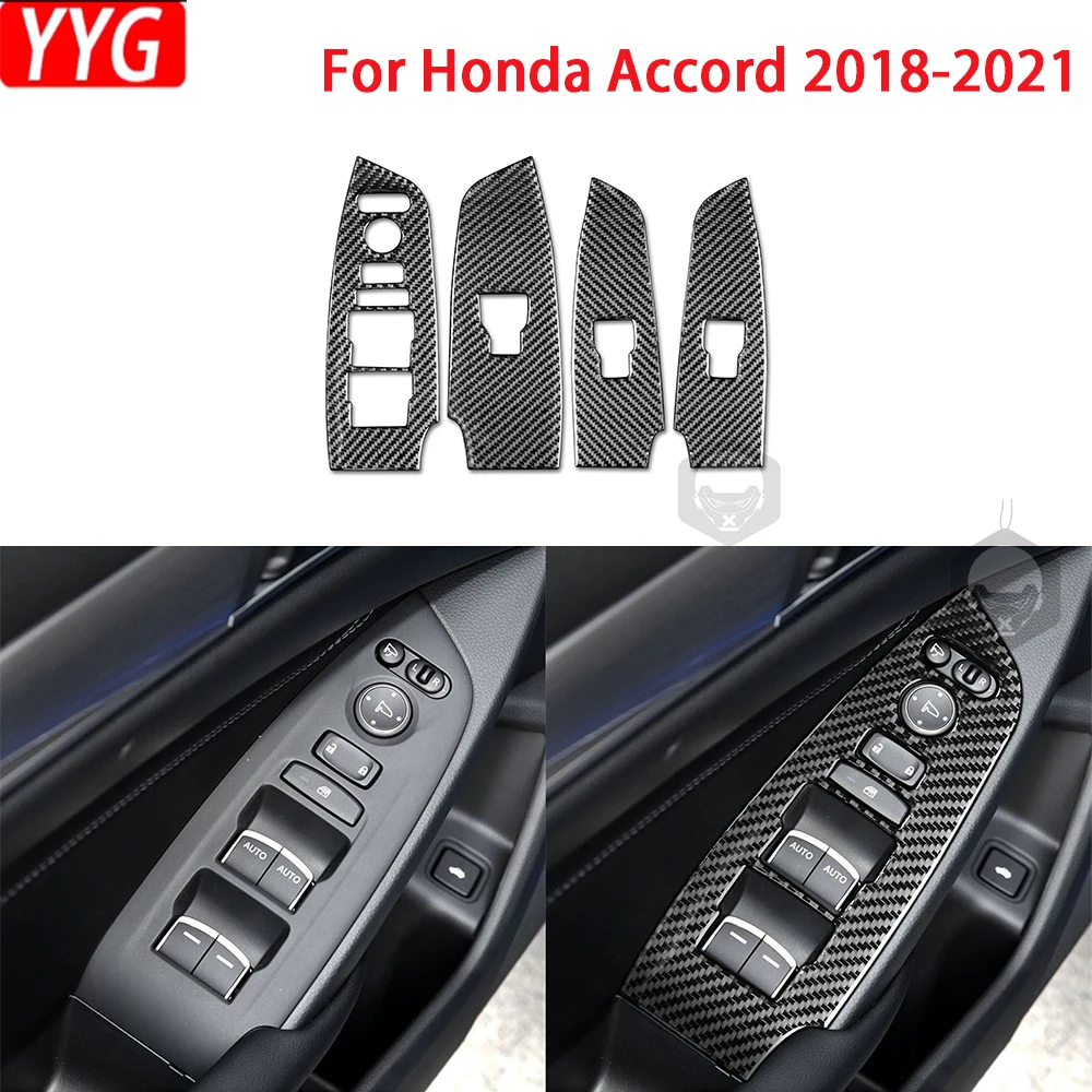 

For Honda Accord 2018-2021 Carbon Fiber Window Lift Switch Panel Cover Car Interior Decoration Accessories Sticker