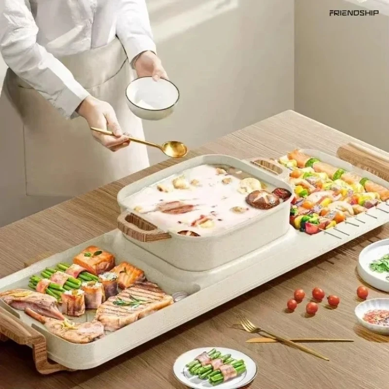 Grill Shabu - Shabu All - in - One Cooker, Home Electric Grill Pan, Smokeless Roaster, Non Stick Grill., Electric Hot Pot Stove