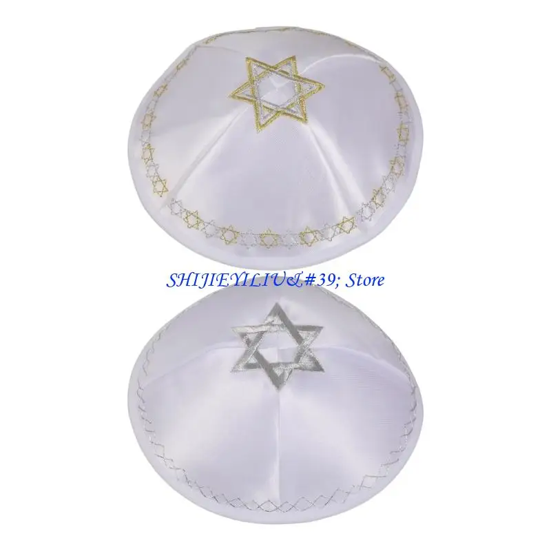 

E21F Унисекс Традиционная еврейская шапка-ярмолка Дышащая вышивка Череп Шляпа