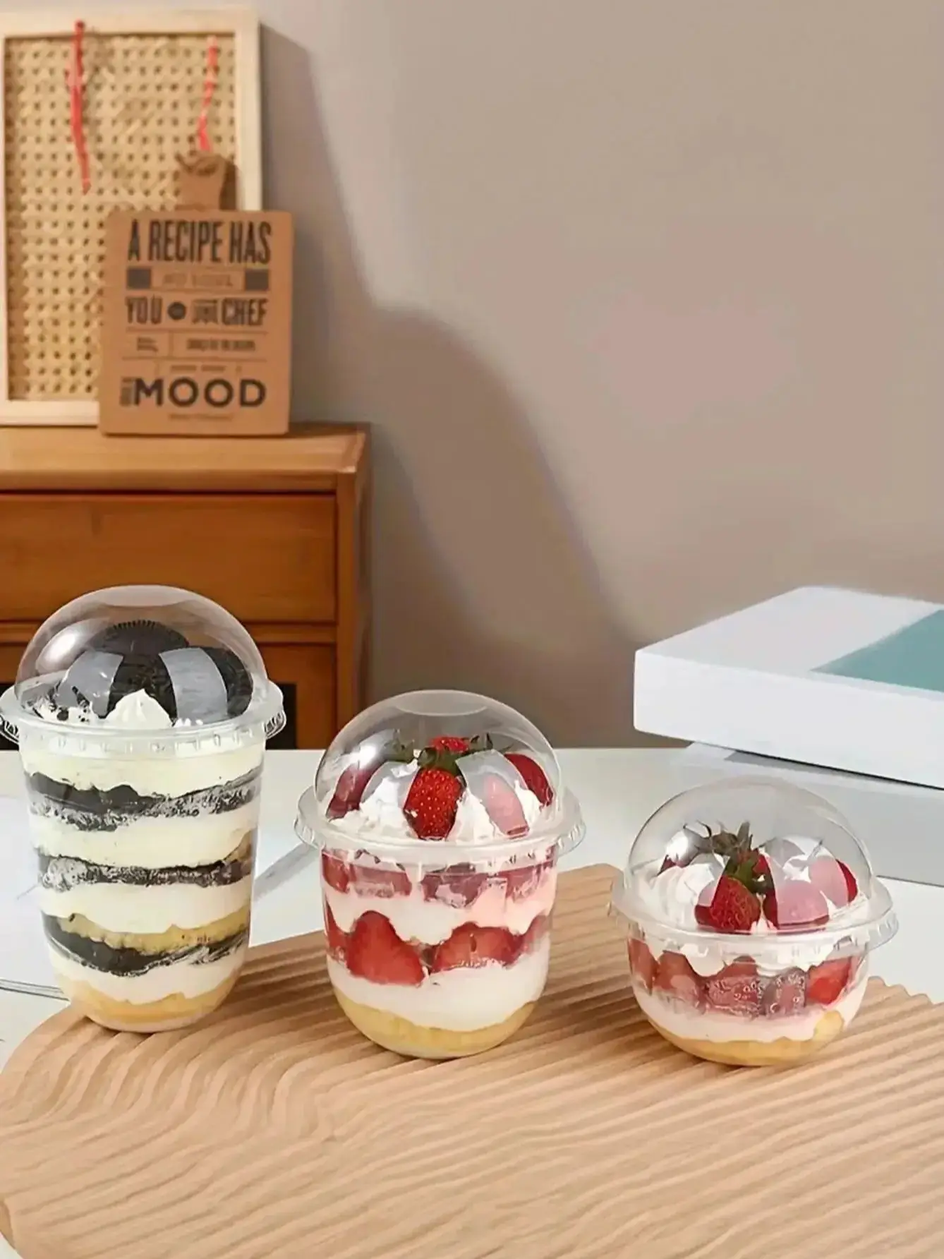 5pcs Summer Smoothie Cup Multipurpose Milkshake Cup Thousand Layer Cake Pudding Mousse Cup Thickened Ice Drinking Cup No Spoon