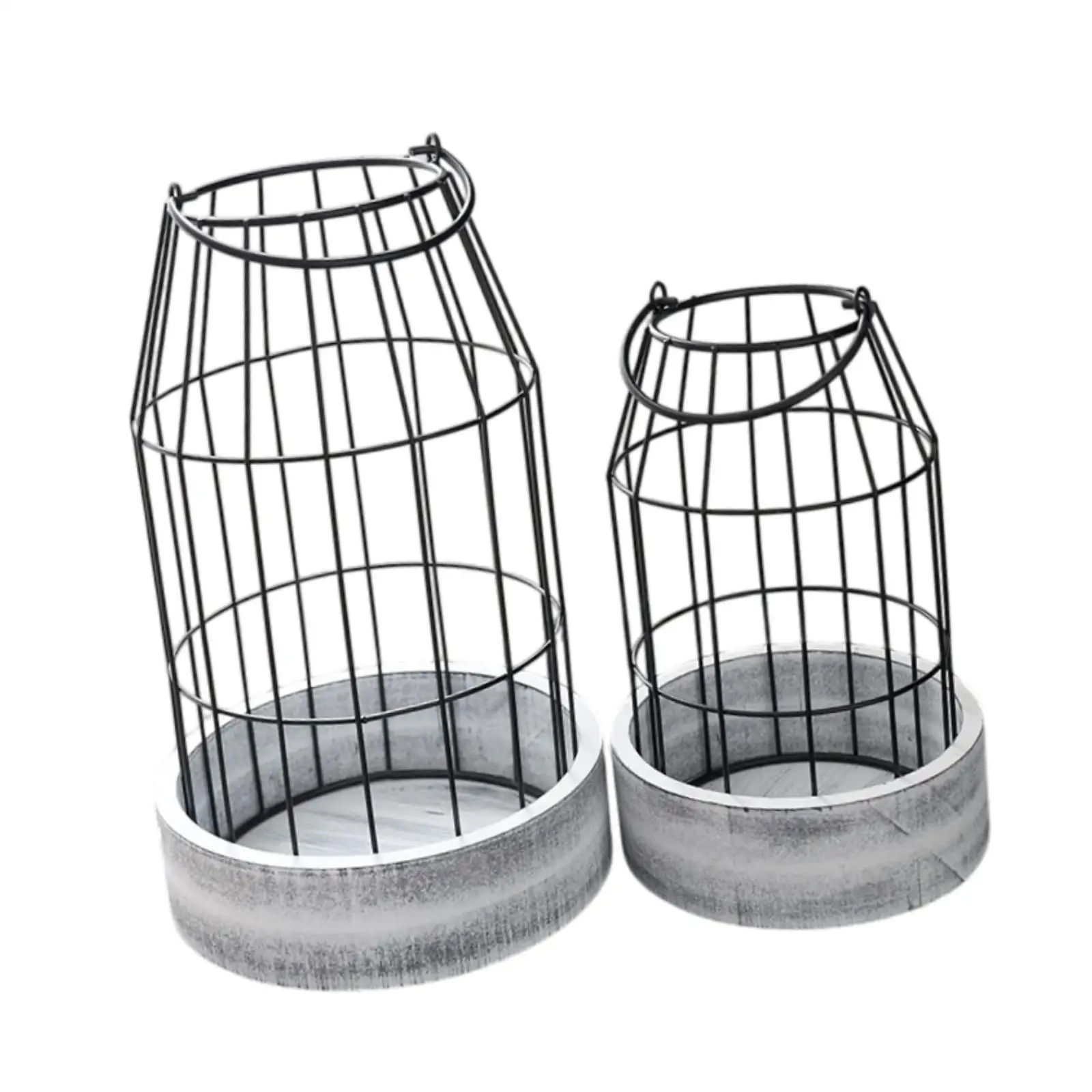 

2x Electronic Candle Lantern Cage Holders Vintage Style Home Decor Hanging Candleholders for Table Centerpieces Front Porch