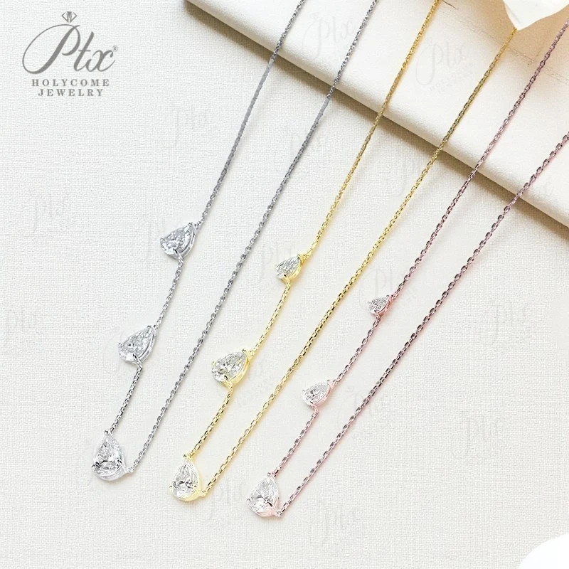 

Ожерелье в форме груши, стерлинговое серебро 925 пробы, 2 карата/3 карата, изысканный женский муассанит, эксклюзивный подарок на годовщину