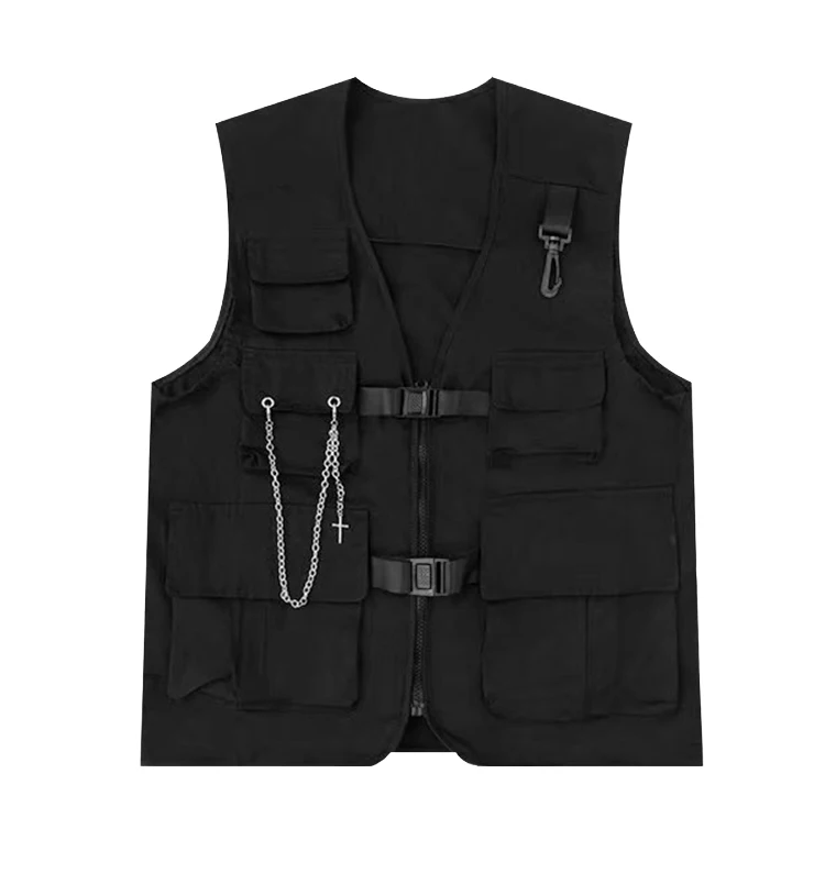 HOUZHOU Techwear Men\'s Shorts Set Tank Top Men Cargo Punk Rave Vest Male Shirt Streetwear Hip Hop Hippie Men Clothing Pockets