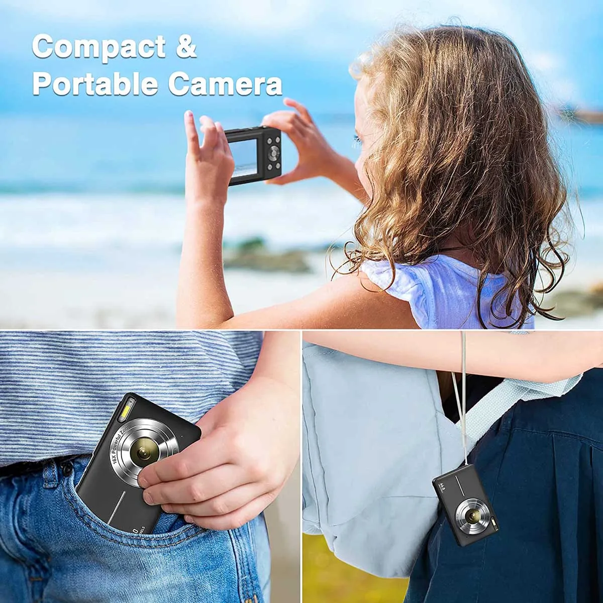 A06RP 1080P Full HD Câmera Digital 44MP Câmera Compacta 2.4 Polegadas Tela LCD 16X Câmera Zoom Digital Mini Câmera de Vídeo