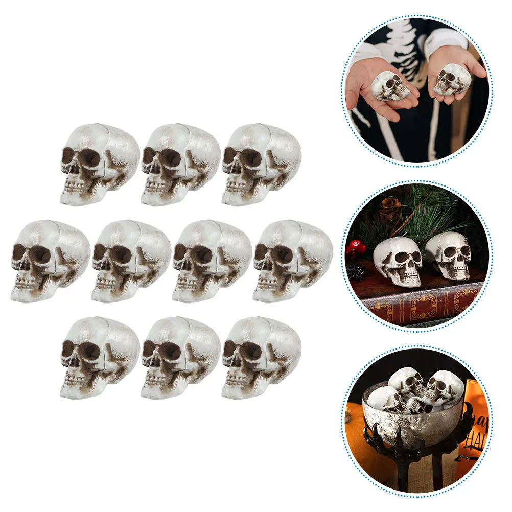 10Pcs Skull Props Realistic Plastic Heads Halloween Party Decoration Haunted House Scary Photo Accessories
