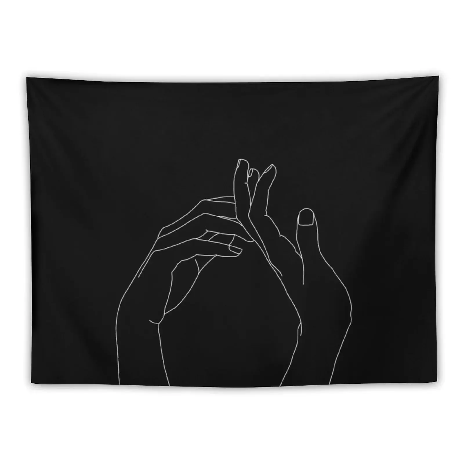 Hands one line illustration - Abi Black Tapestry Home Decor Aesthetic Wall Decor Hanging Tapestry