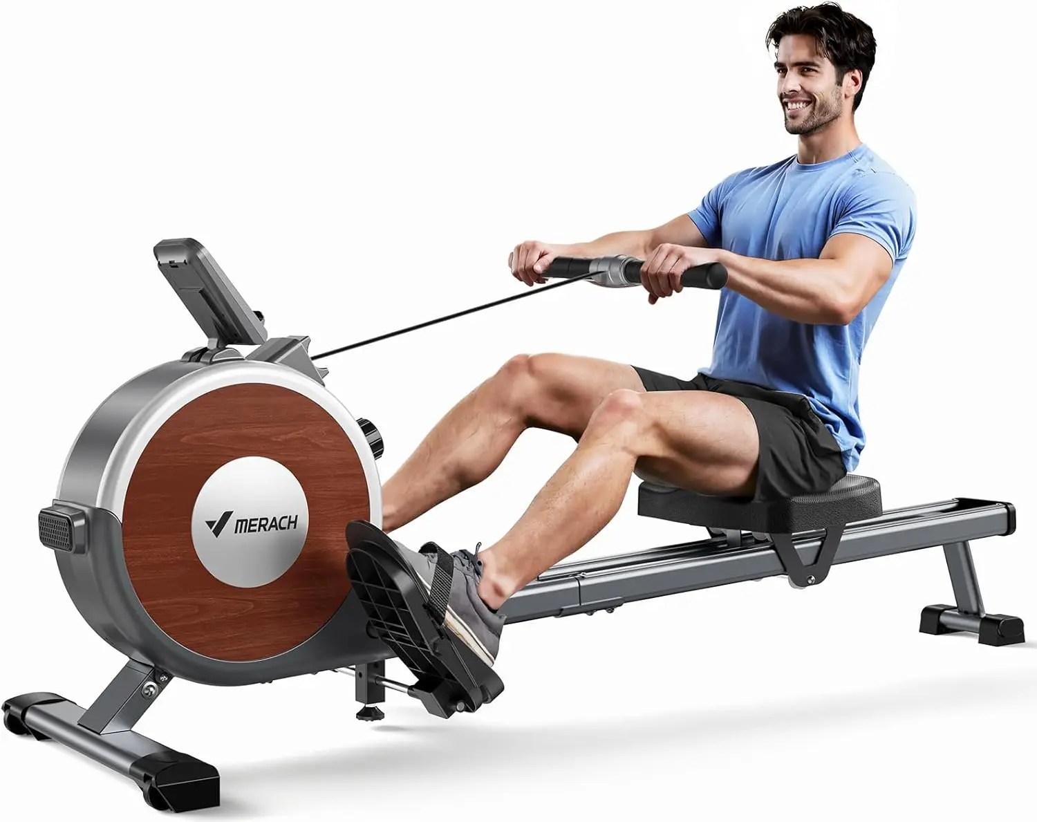 Rowing Machine, Magnetic Rower Machine for Home, 16 Levels of Quiet Resistance, Dual Slide Rail with Max 350lb Weight