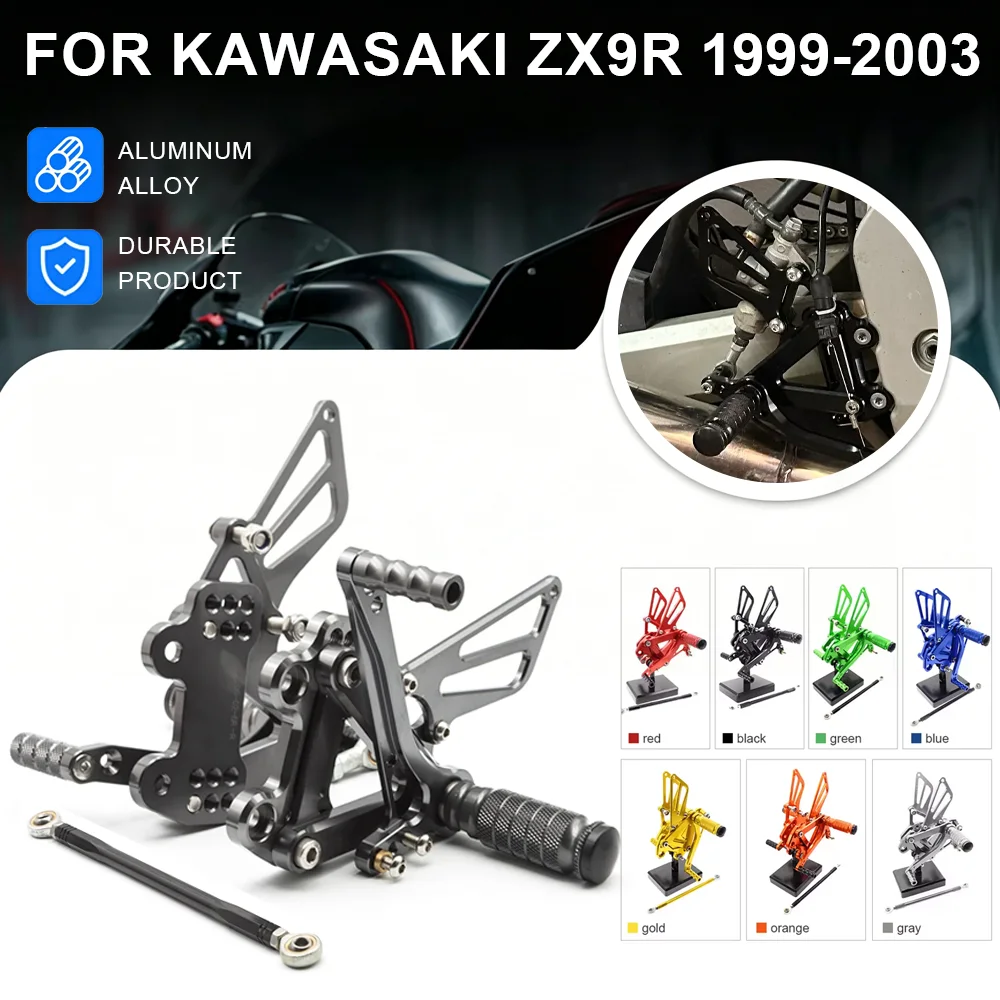 

For KAWASAKI ZX9R ZX 9R 1999 2000 2001 2002 2003 Motorcycle Rearset Footrest CNC Aluminum Footpeg Pedal Foot peg Rear set Pedal