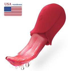 Hot Selling Realistic Tongue Licking Rose Vibrators Sex Toys for Adult Women with G spot Clitoris Stimulator Nipple Massager