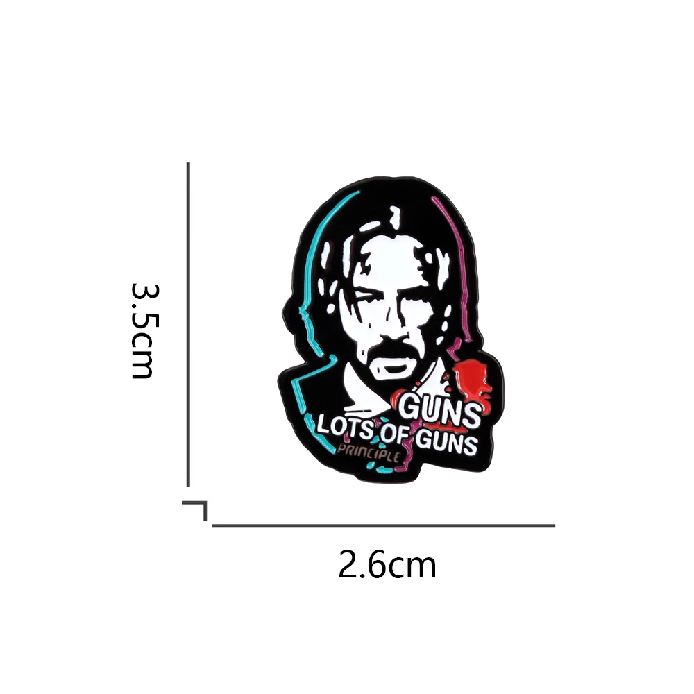 John Wick Protagonist-Charakter-Abzeichen, kreatives Cartoon-Design, Emaille-Anstecker, Film-Accessoires, Brosche, für Fans, Sammlerstücke, Souvenirs, Geschenk – Detail 2