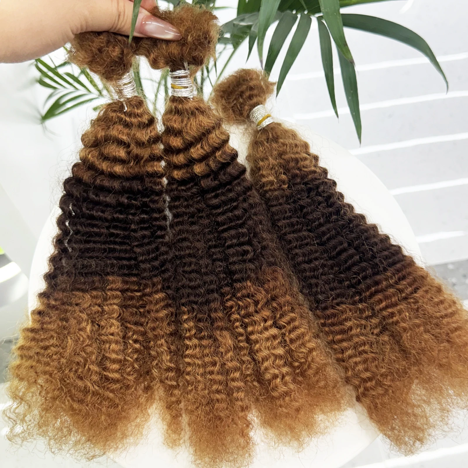 16 Zoll Afro Kinky Curly Echthaar-Bulk für Dreadlocks, Afro Kinky Bulk Echthaar zum Flechten, 30g/Packung, Färbbar – Detail 28