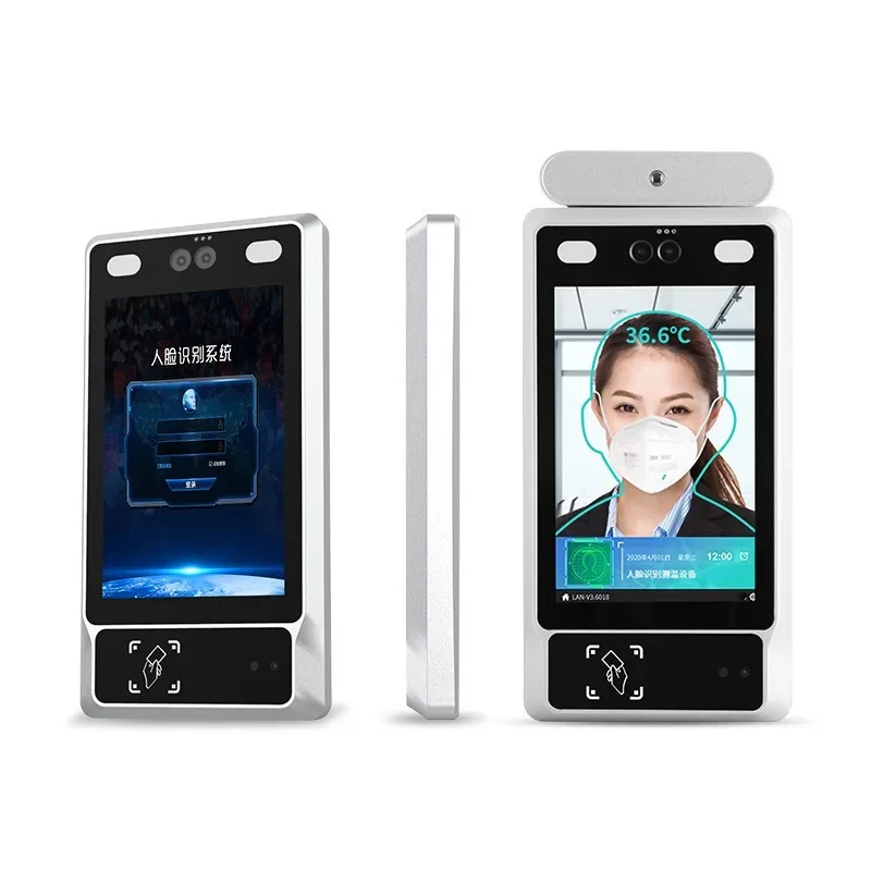 8 inch facial recognition temperature measurement machine scan QR code access control attendance visitor machine