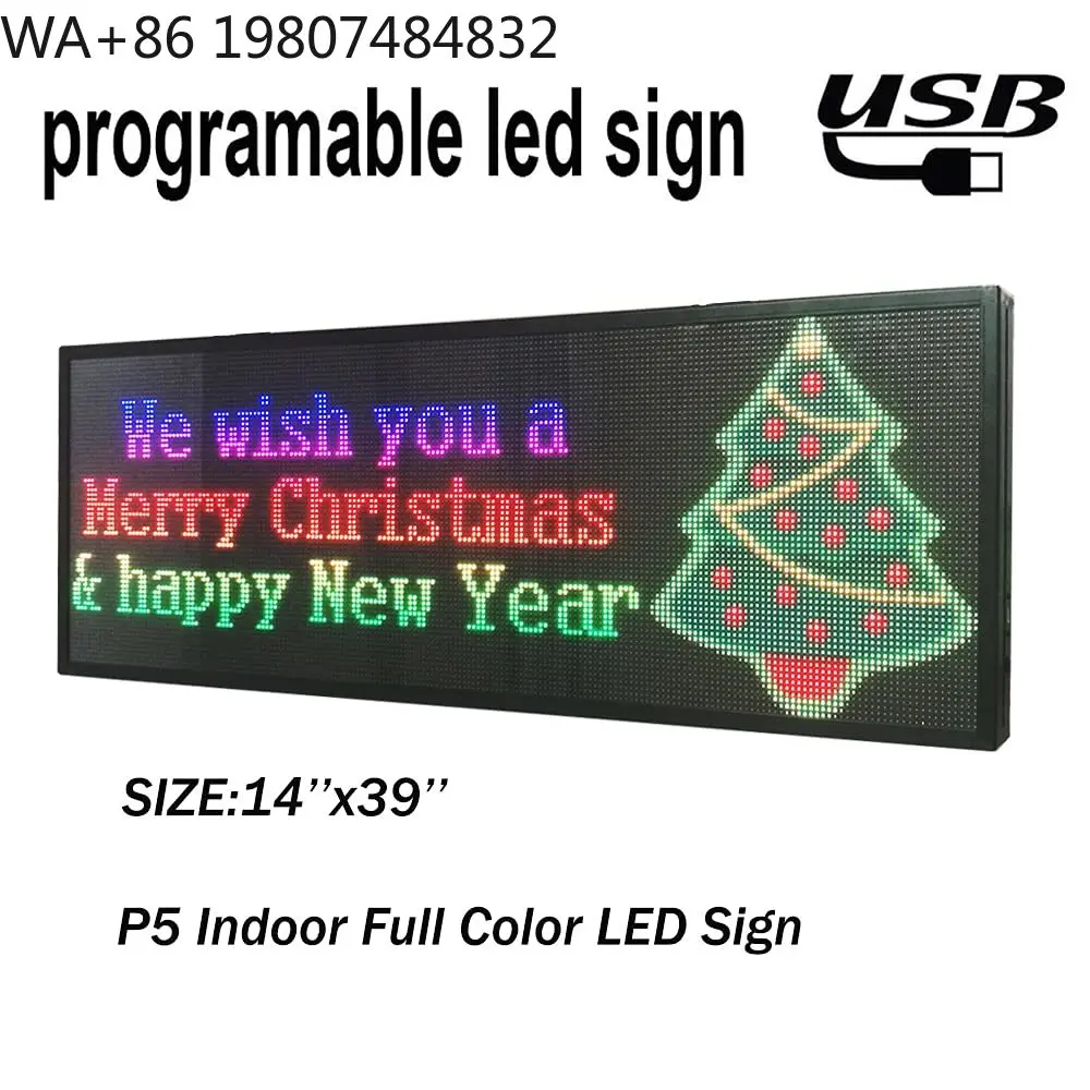 

Wifi USB Programmable Full Color LED Display Board, Electronic Rolling Shop Sign Message Board for Shopping Mall Wayfinding