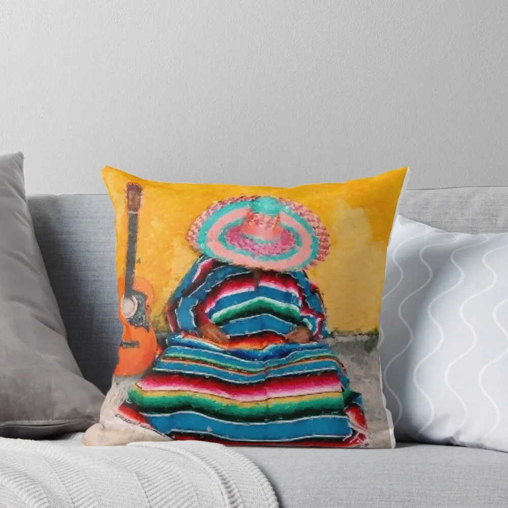 Siesta - Mexican man having a siesta under his sombrero Throw Pillow Sofa Decorative Covers Pillow Cases