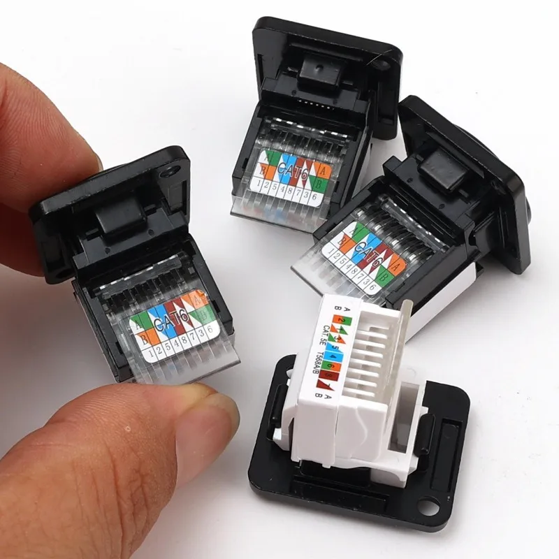 New D-type Module 8P8C RJ45 Connector Male Female Socket Industrial Camera Network Communication CAT5E CAT6A with Dust Cover