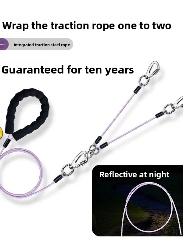 

Светоотражающий поводок для нескольких собак, уличный, с защитой от потери, для маленьких и больших собак, неэластичный, бренд Pet Taylor