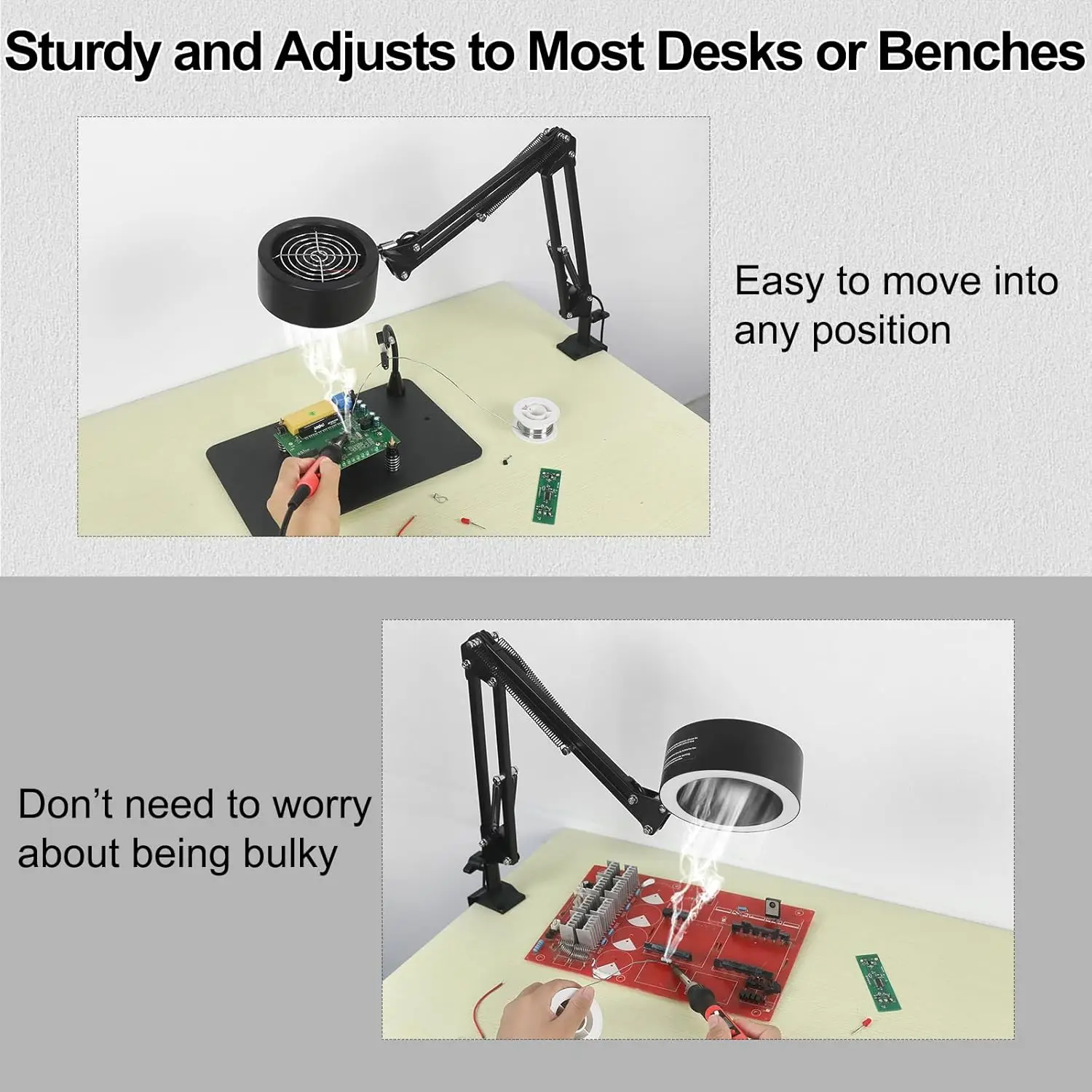 مصباح مكتبي ممتص للدخان مع 7 فلتر، و3 أوضاع ألوان، و10 مستويات سطوع للحام والإصلاح والقراءة #3