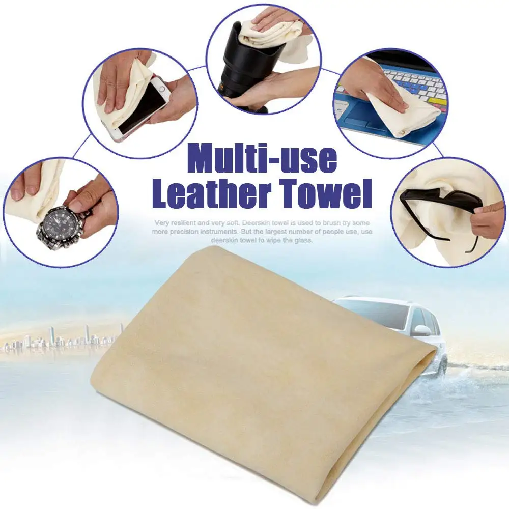 Natural Leather Car Wash Towels Are Highly Absorbent and Do Not Shed Hair Multi Use Quick Drying Cloth for Car Window Glass