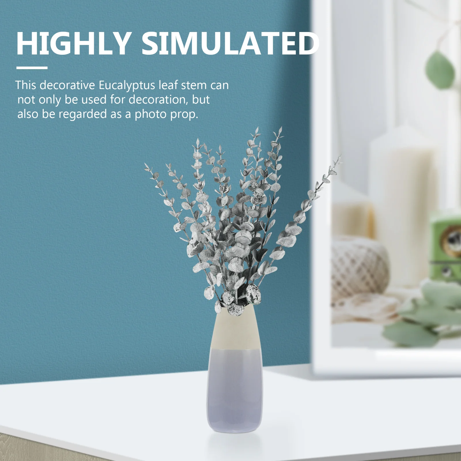 

12Pcs Faux Eucalyptus Leaf Branches Artificial Stems Decorative Fake Leaves for Wedding Farmhouse Home Decor Eucalyptus Stems