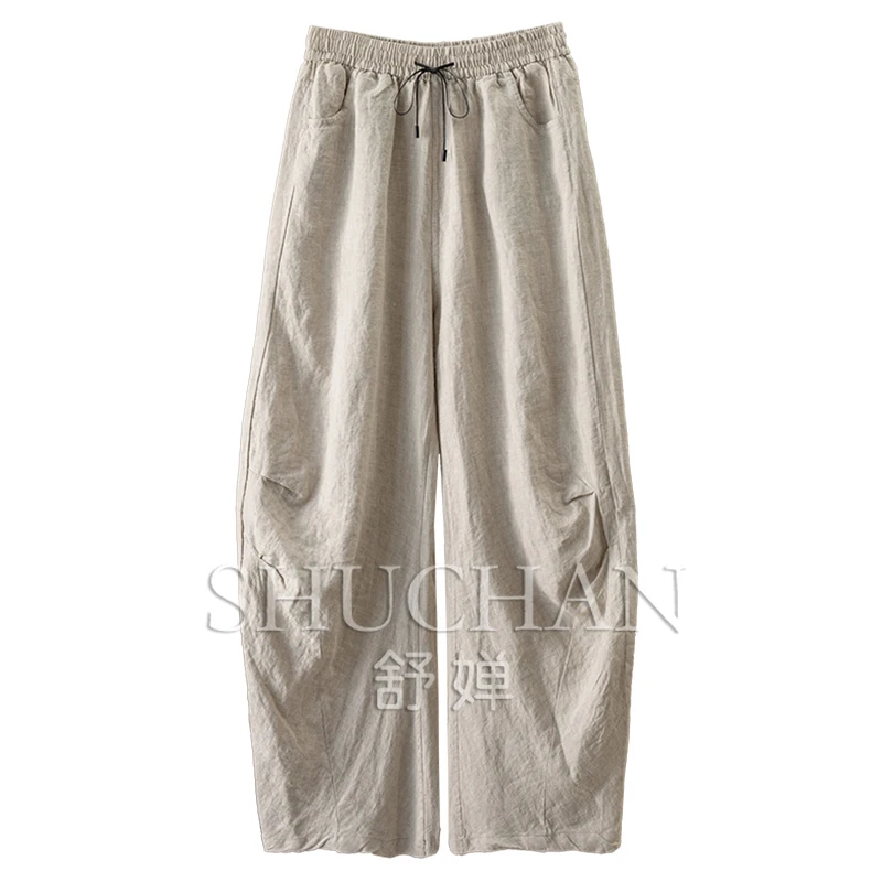 

Cargo Pants Women Thin Summer 2025 Fashion High Quality 100 Linen High Waist Wide Leg Balloon Pants New Women 48B1