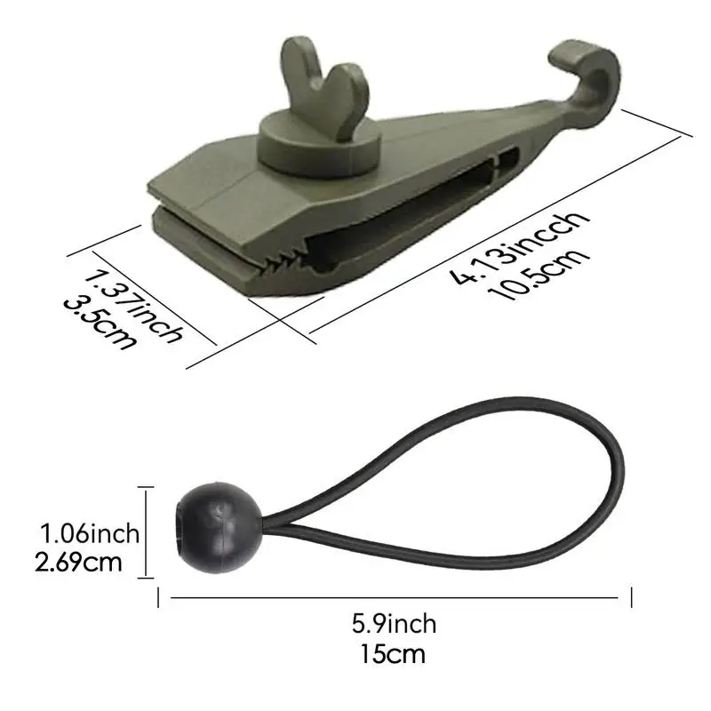 Clipes de fixação de lona, 10 peças, clipes de lona ajustáveis com bola, cabo elástico, cobertura de toldo de piscina ao ar livre, braçadeira segura multiuso para