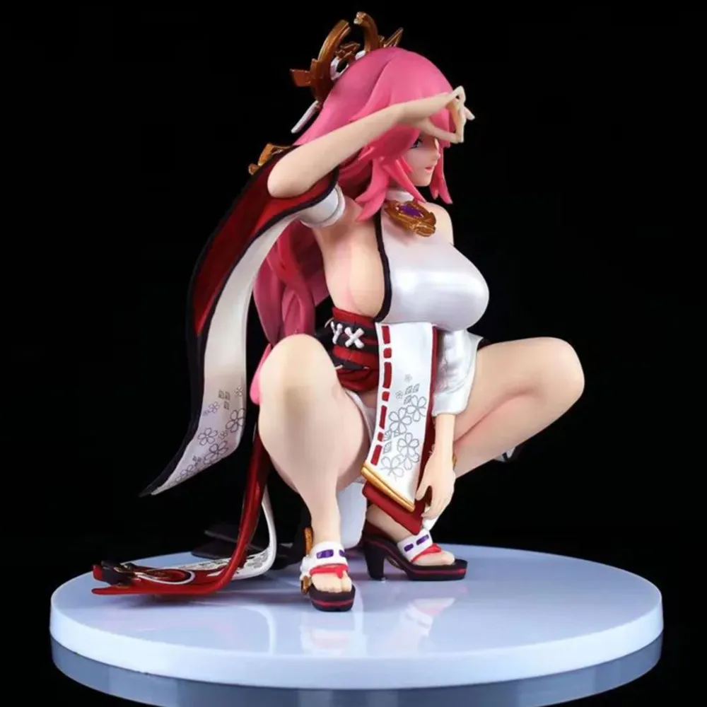 Genshin Impact Yae Miko figura de Anime, Hentai estatuilla de acción, figura de Anime Sexy, decoración de colección de Pvc de 15cm, Juguetes