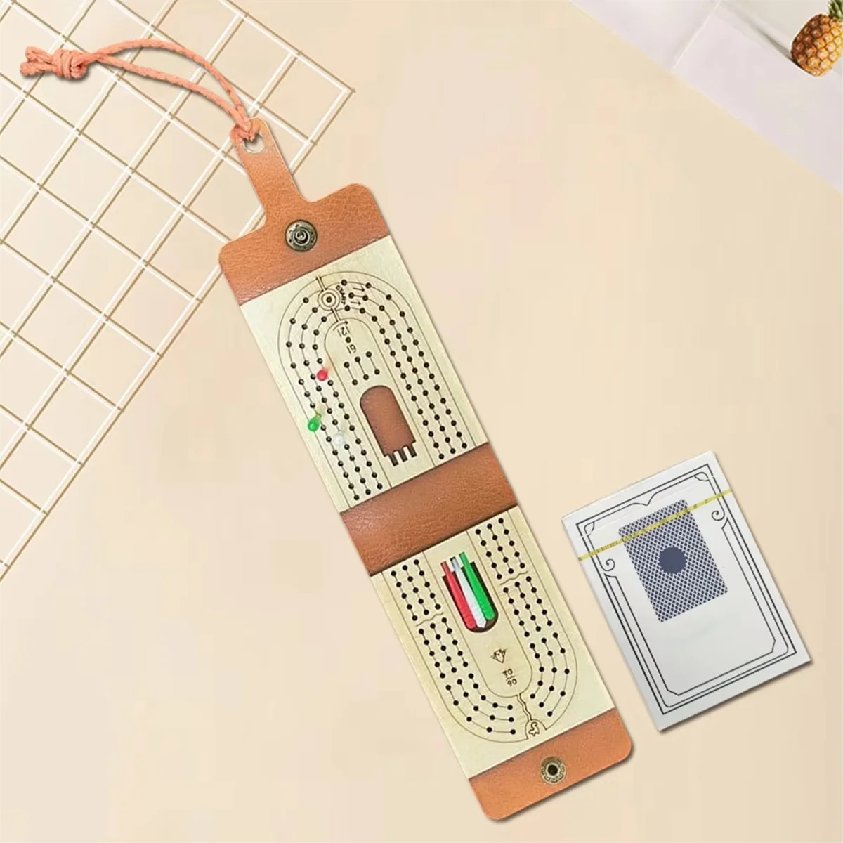 مجموعة ألعاب لوحة Cribbage الخشبية التقليدية QA88X مع 6 أوتاد وسطح أوراق اللعب 2-4 ألعاب لاعب للعبة العائلية الليلية