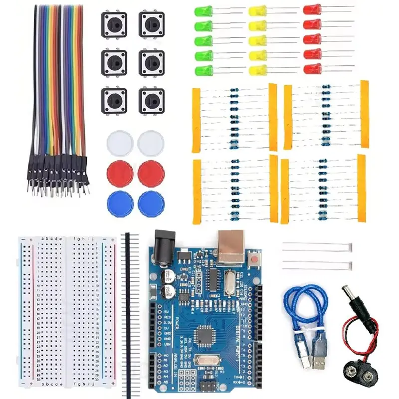 

【NEW 2026】DIY Electronic Starter Kit For UNO R3 Arduino,12-In-1 Programmable Electronics Circuit Board Set For Coding Education