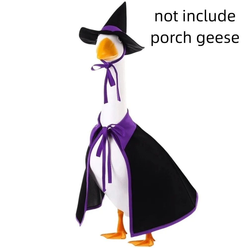 

Cloak Halloween Porch Goose Costume Witch Hat 23inch Lawn Goose Outfit Creative Pumpkin Garden Goose Costume Porch Goose Clothes
