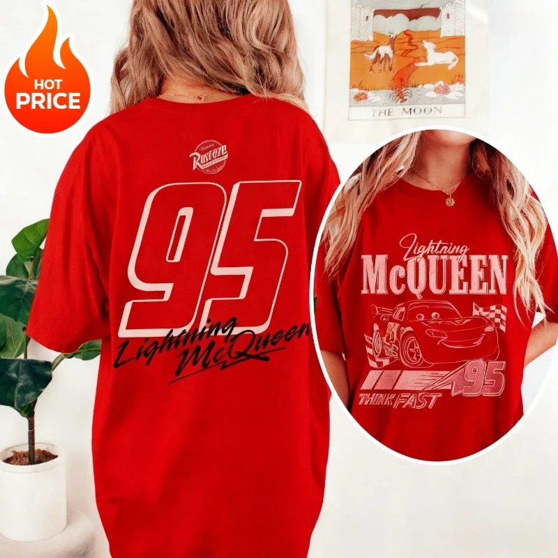 ديزني البرق ماكوين صبي فتاة 2026 تيشيرت صيفي الأسرة الوالدين ملابس أطفال المتضخم عادية فضفاض الرجال النساء قصيرة الأكمام