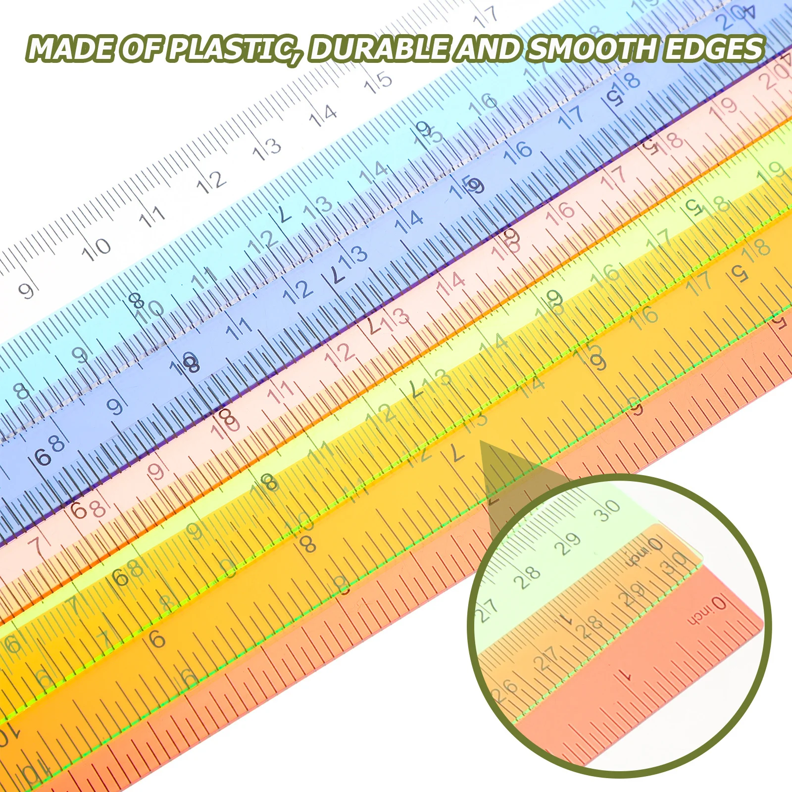 12Pcs Creative Design Colored Ruler Smooth Edge Measuring Tool for Students Reusable Drawing and Reading Aid Ruler
