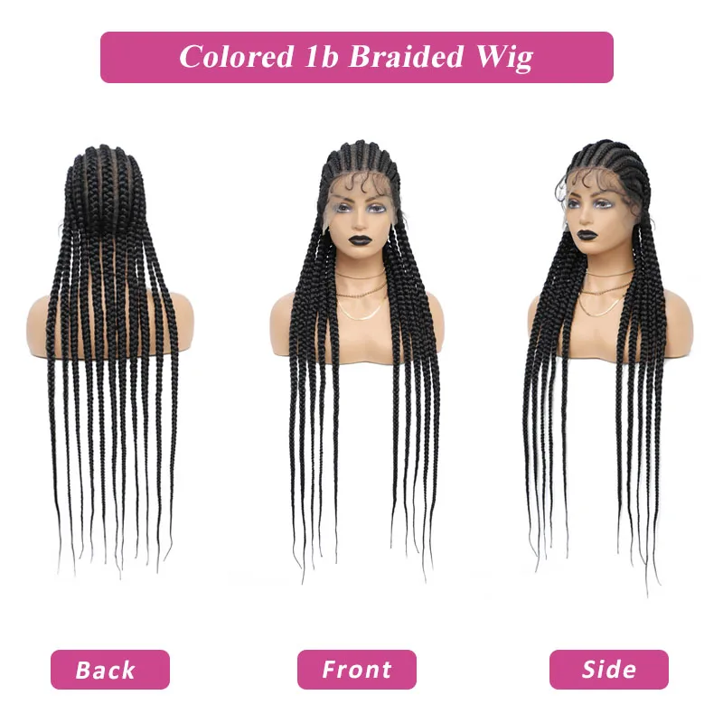 Synthetic Jumbo Full Lace Front Wigs Knotless Braided Wigs For Women Twist Braid Lace Wigs With Baby Hair Box Braids Wig African