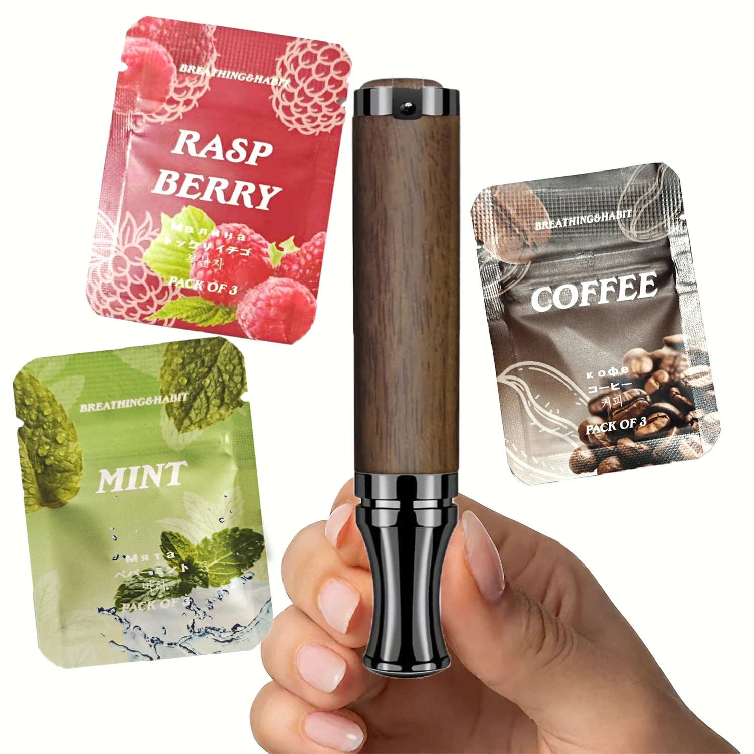 Wooden Smoking Cessation Device Whistle Necklace with Flavored Essential Oils Replaceable Stress Smoking Cessation Aiding
