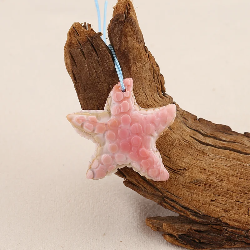 

Natural Pink Shell Starfish Pendant Beads for Jewelry Making, Handmade Natural stones beads 29*31*6mm 5.9g